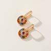Fashion Round Colorful Zirconia Dangle Earrings for Women Golden Drop Earring Wedding Party Jewelry Accessories