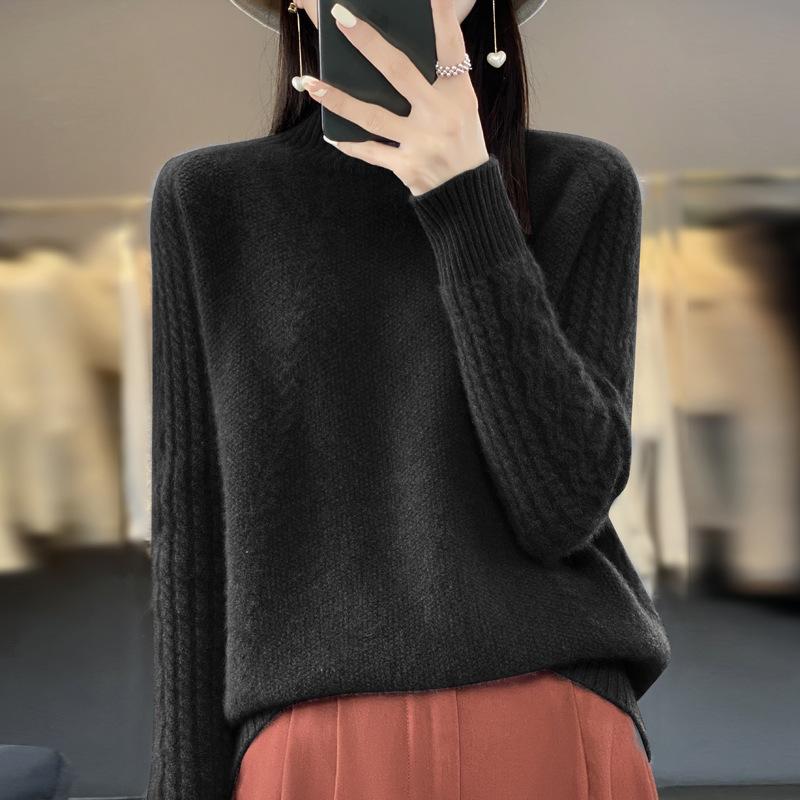 

Утолщенный шерстяной свитер с косами, женский пуловер, утолщенный полуводолазка, свободный свитер, осенне-зимний модный трикотажный низ, рубашка с длинными рукавами XL