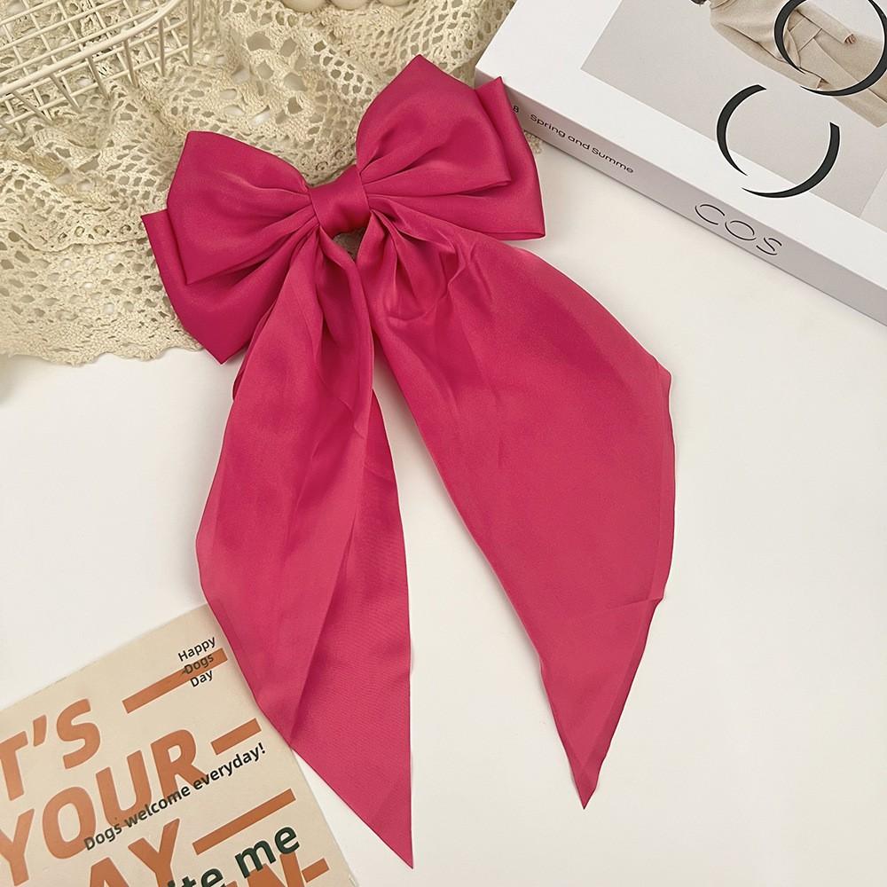 

10 шт. Женская заколка для волос с большим бантом, Шифоновые большие банты для волос для девочек, Сатиновые заколки-автоматы, Женский однотонный зажим для хвостика, Аксессуары для волос