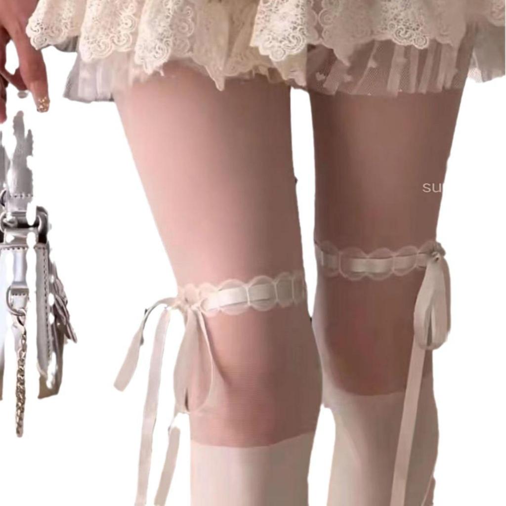 Mu Ruan Schwarz-Weiß Fliege Spitze Strumpfhose - Frühling/Sommer Lolita Stil