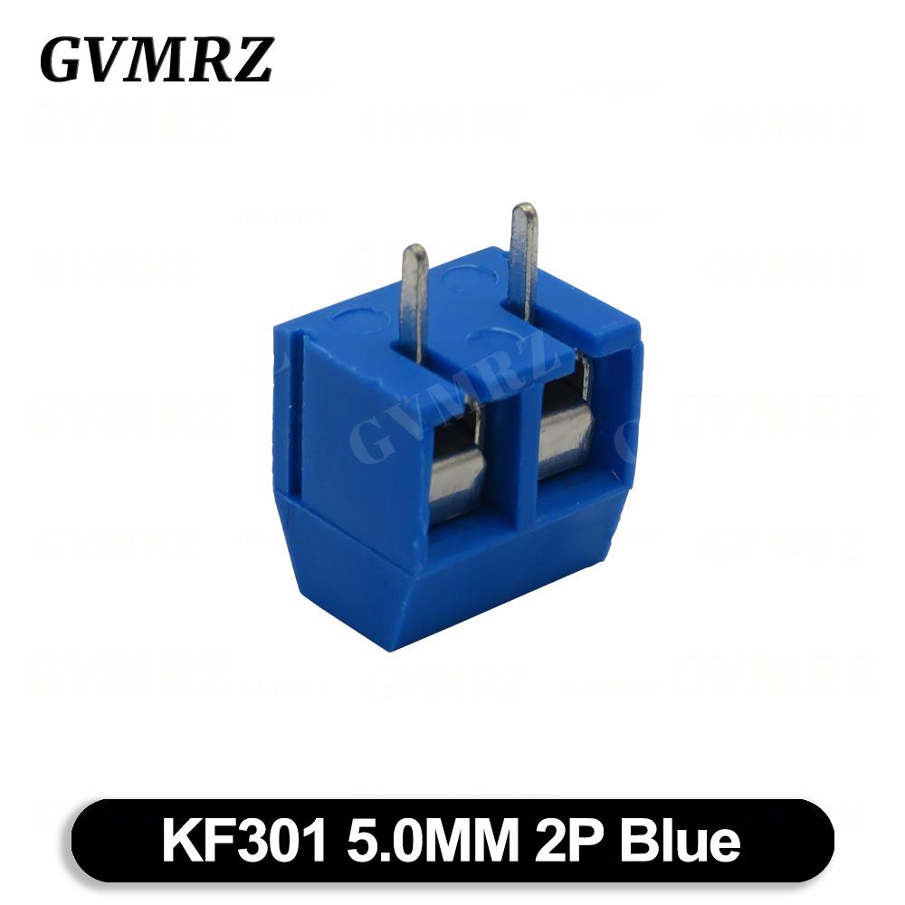 10PCS PCB Terminal Block Connector Pitch 5.0mm KF301 Straight Pin 2P 3P Screw PCB Terminal Blocks Connector Blue Black Green