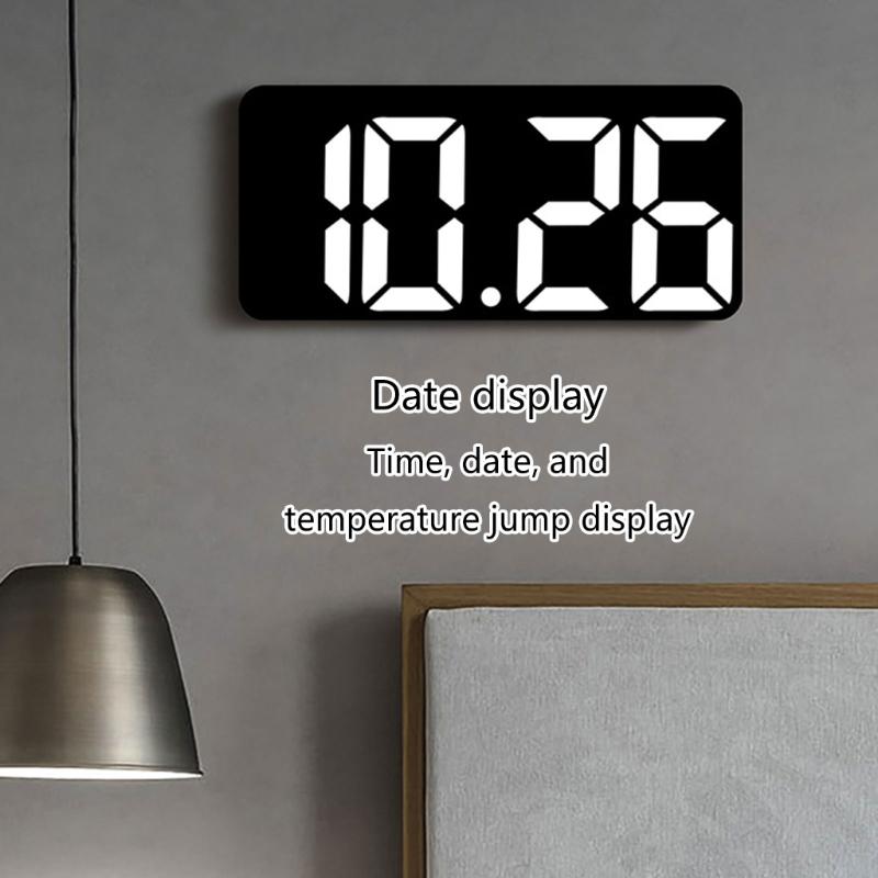 Digital Wall Clock With Large LED Display, Countdown Timer, Calendar, Thermometer, Adjustable Brightness