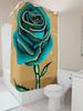 Teal Rose Shower Curtain - Luxurious Gold-Trimmed Floral Design For A Waterproof And Unique Bathroom Dcor Set