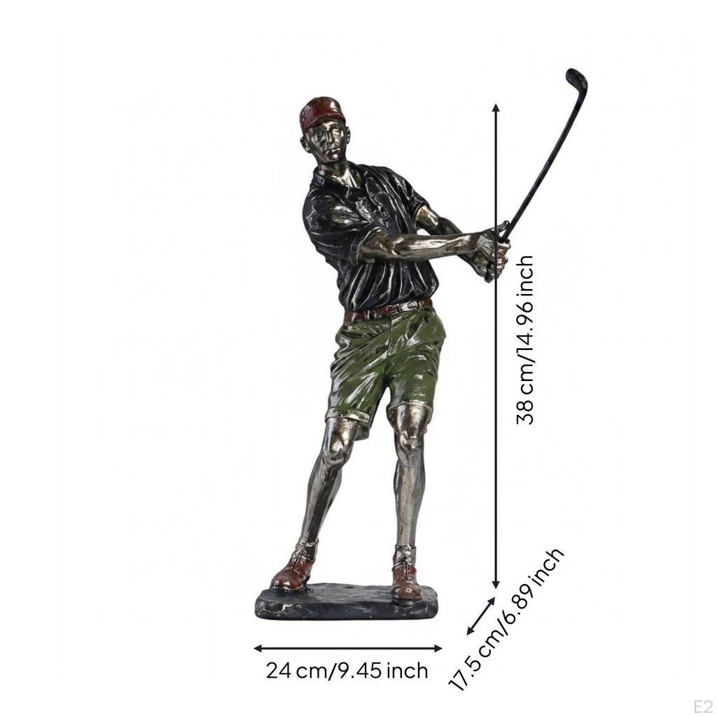 Golf Resin Figurine Tabletop Decoration Player 3D Golfer Statue for Office, Study