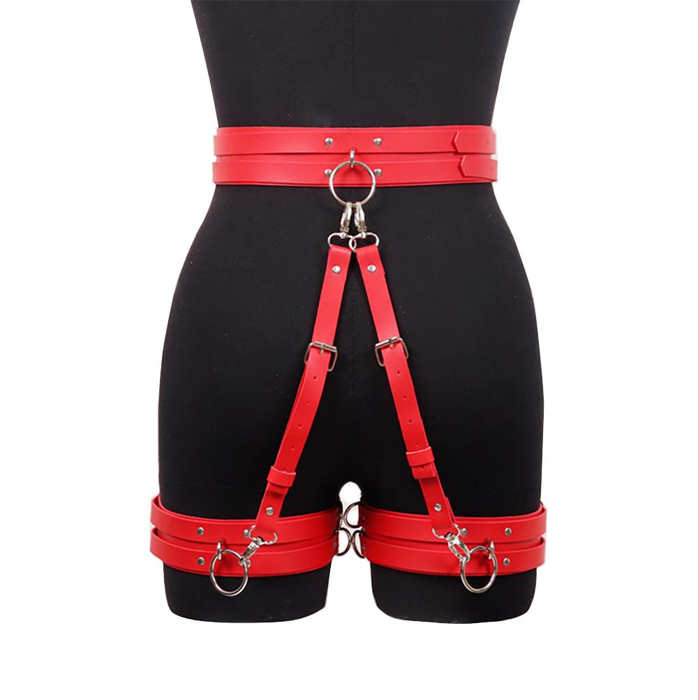 Women Sexy Leather Thigh Garter Belt Gothic Waist Connect Leg Straps BDSM Leg Harness Bondage Hip Belt Fetish Erotic Clothing