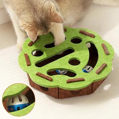 Interactive Cat Toys with Maze Tunnel Durable Felt Cat Puzzle Digging Toy for Indoor Exercise Toy with Bell Ball Pet Supplies
