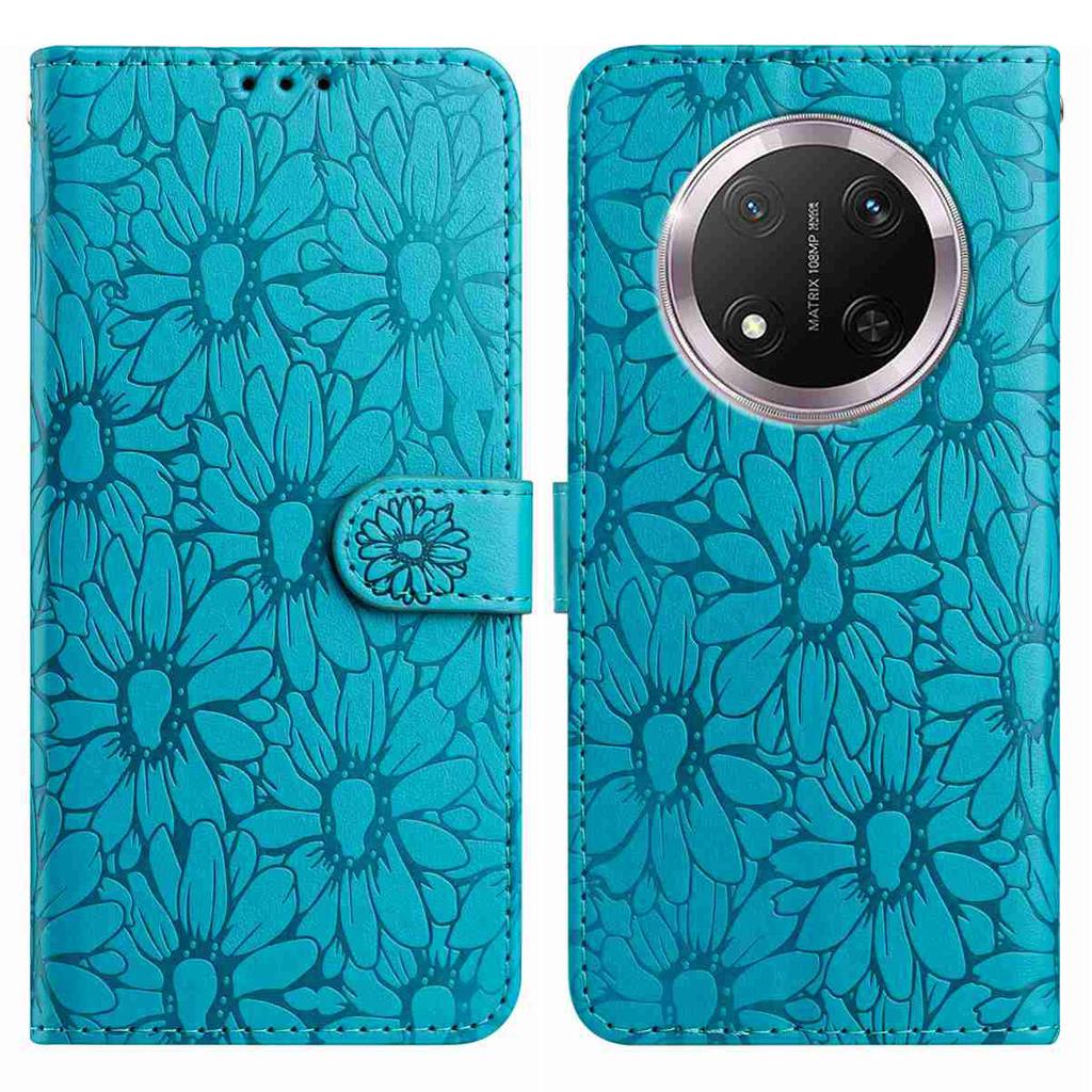 For Honor X9c 5G Leather Case Daisy Imprint Wallet Stand Phone Protective Cover