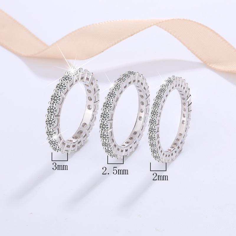 S925 Sterling Silver Moissanite Full Diamond Ring for Women - High-End Luxury Stacking Ring