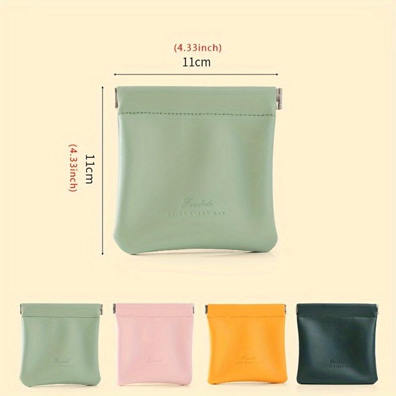 Makeup Bag for Women, Portable Lipstick Storage Bag, Mini Faux Leather Coin Squeeze Wallet, Solid Color Cash Bag