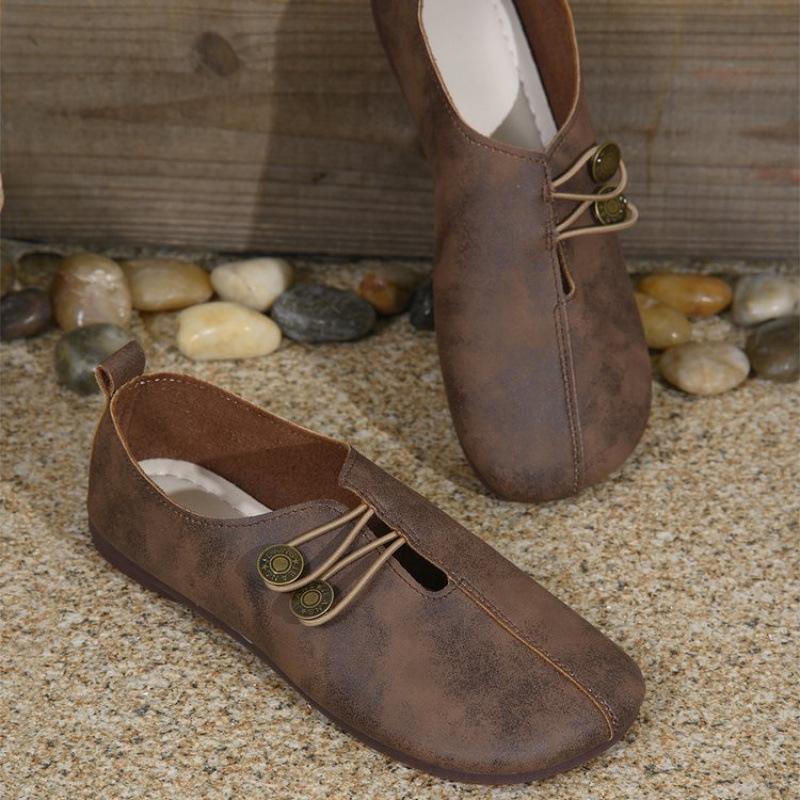 2024 Summer Women's Soft Leather Slip-On Flats - Round Toe, Low-Cut, Plus Size Available