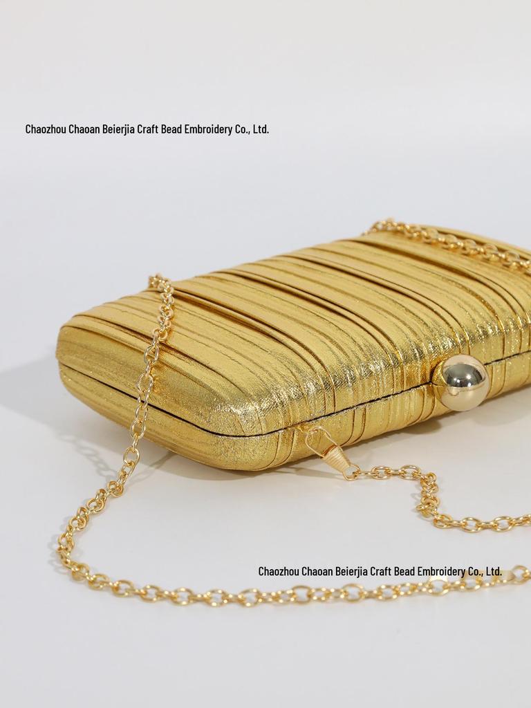 Gold Plissierte Umhänge-Clutch: Quadratische Abendtasche für Brautjungfern & gesellschaftliche Veranstaltungen