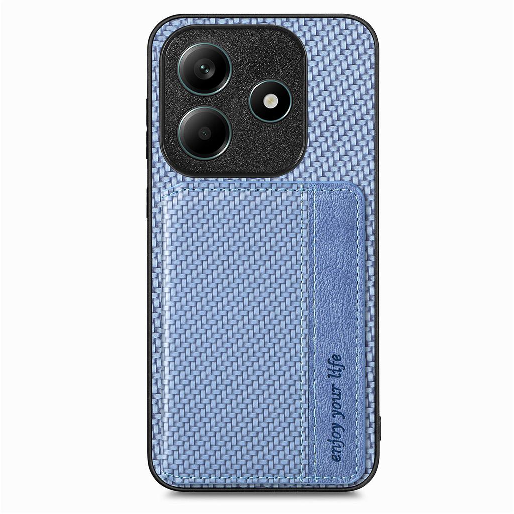 For Xiaomi Redmi Note 14 5G Case RFID Blocking Carbon Fiber Leather Phone Back Cover with Card Holder