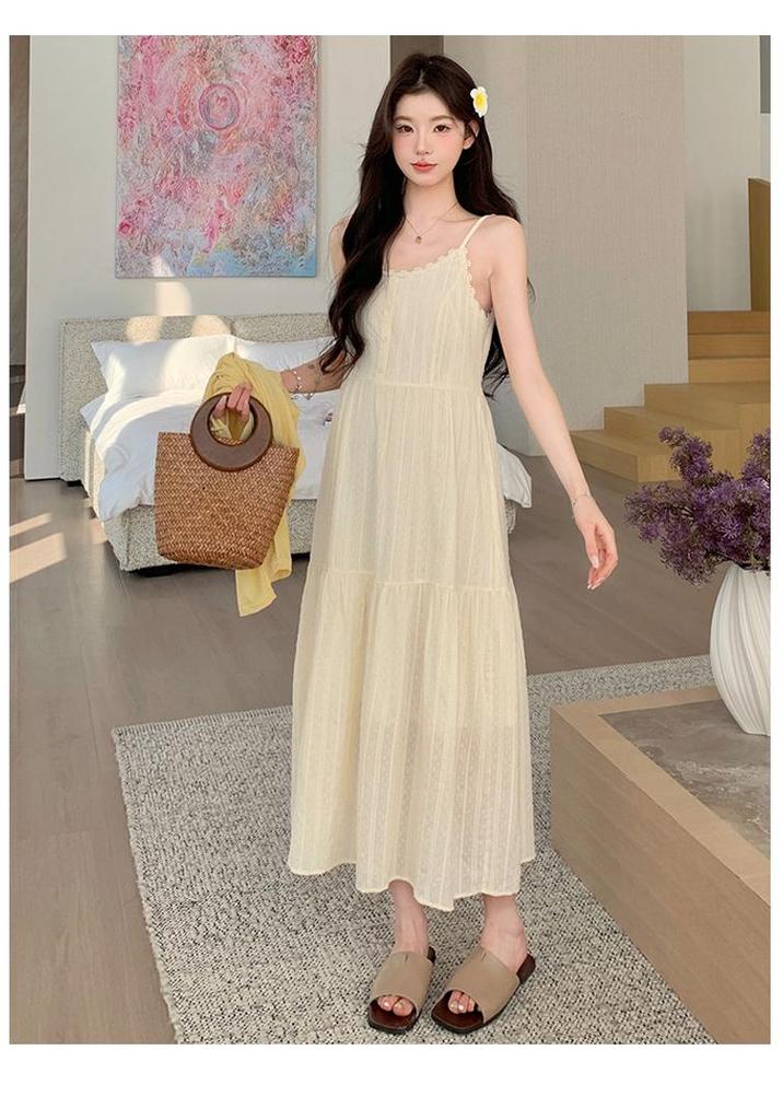 2026 Summer French Sweet Lace Camisole Dress & Sun Protection Cardigan Set