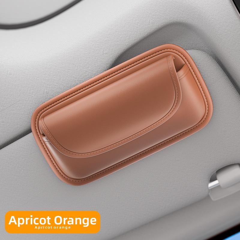 Car Glasses Box PU Leather Portable Car Sunglasses Holder Car Driving Glasses Holder Eyeglass Case Sun Visor Car Lenses Holder