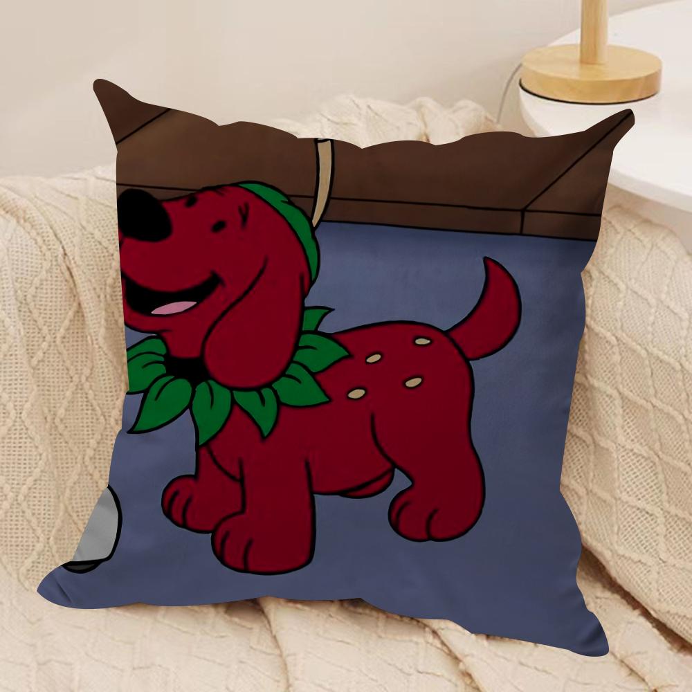 Clifford the Big Red Dog Cushion Cover Silky Short Plush DoubleSided Printed Pillow Case for Sofa All Seasons Home Decor Gift