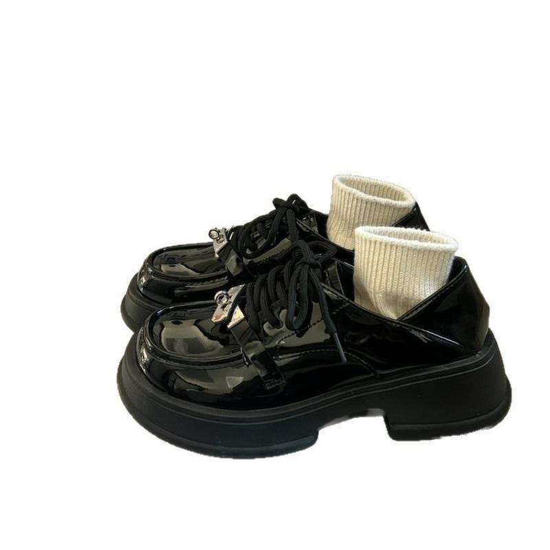 Muffin sole small leather shoes women's autumn new Mary Jane women's shoes retro height increase