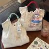 Cute Floral Canvas Tote Bag Women Large Capacity Shoulder Handbag Fashion Student Daily Shopping Bag