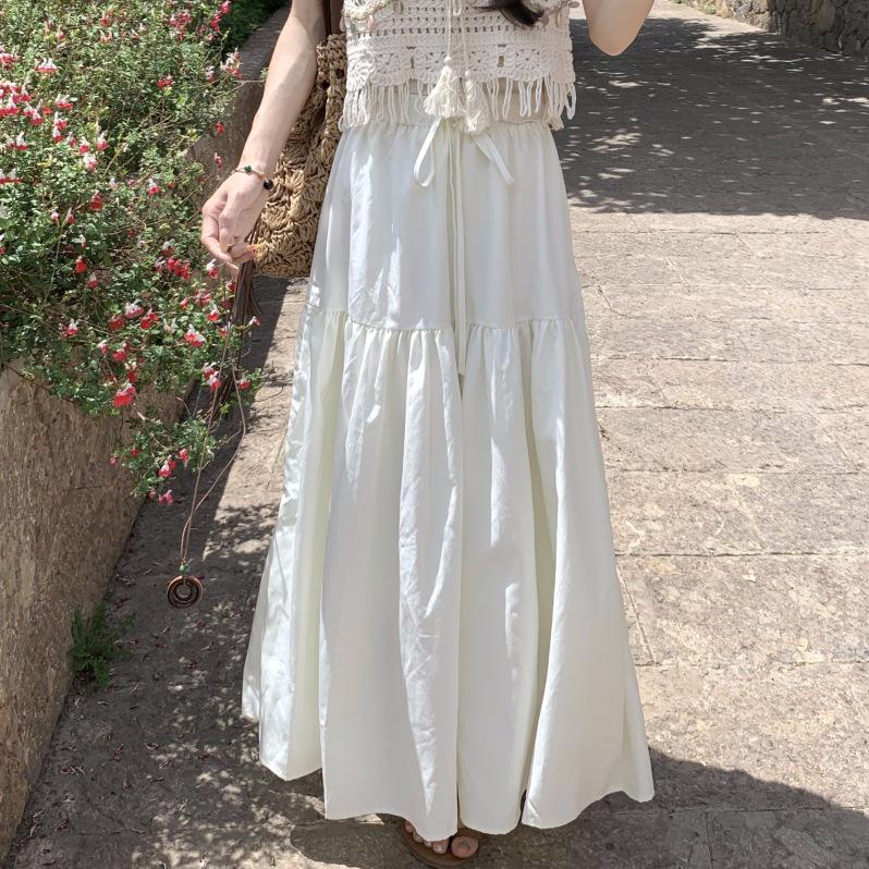 2026 Summer Resort Knit Tassel Top & Women s Wide Hem Skirt Set One Size