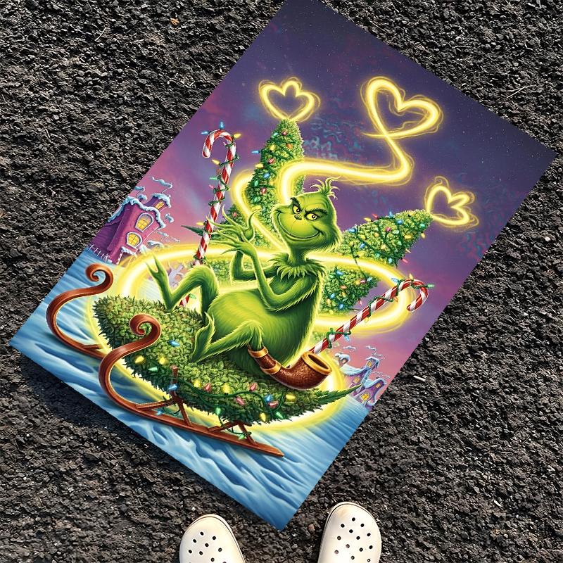 Grinch Printed Carpet, Rug for Office Chair Living Room Bedroom Kitchen Room Decor Gifts.