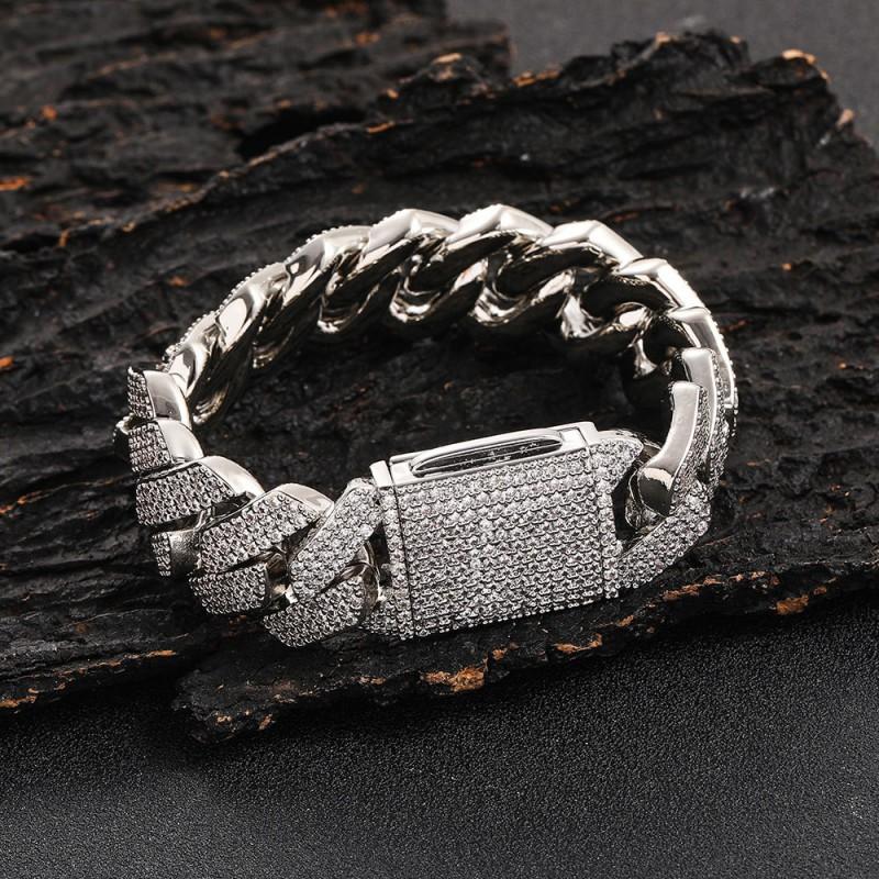 Kubanische Kette Armband Herren Damen Strass Inlay Geometrische Glieder Hip Hop Schmuck Gold Platin 10-20mm Breite