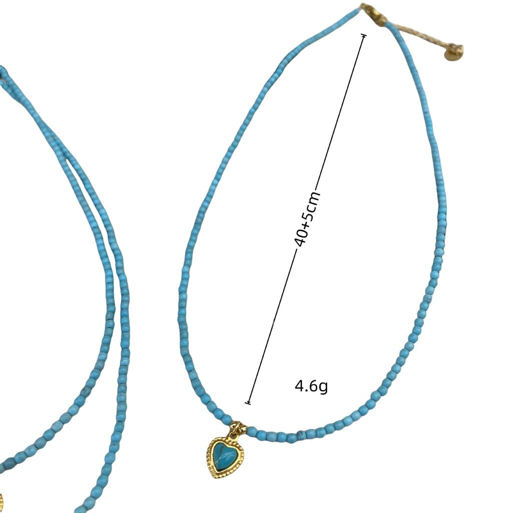 Medieval French Blue Turquoise Necklace, Women'S Niche Design, Love Pendant, Small And Versatile Stacked, Wearing Collarbone Chain Tide