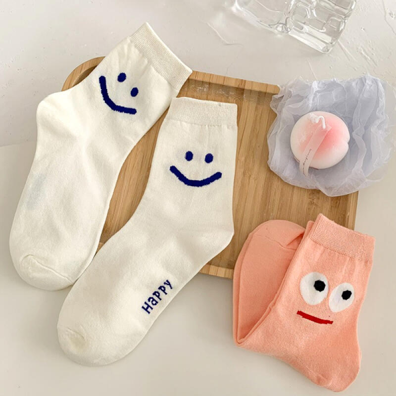 

Cute and funny smiley character women s long socks pink