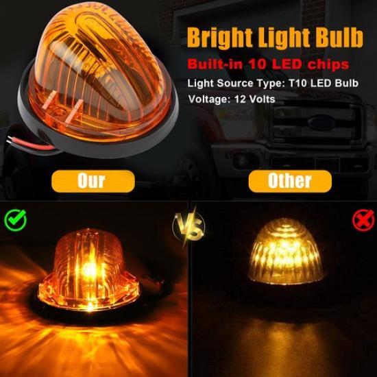 5x Bernsteinlinse LED-Kabinenmarkierungsleuchten Dachleuchten für 73-87 Chevy C10/20/30/50/60/70 GMC