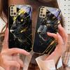 Der ruhige schwarze Panther Für Samsung A 01 52S A04 A05S A10 A12 A13 22 23 24 36 42 M02 Note 10 20Ultra 8 9 Goldene Glas-Handyhülle