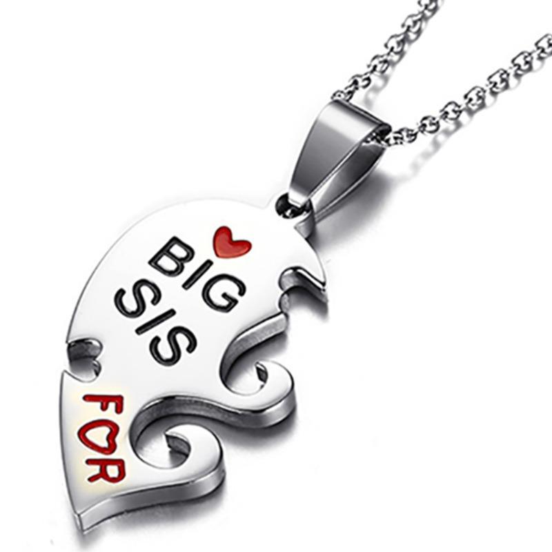 Stainless Steel Heart Shaped Best Friends Sisters Split Two Piece Pendant Necklace
