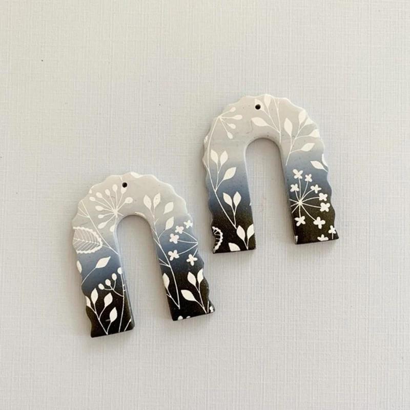 Silk Screen Stencils for Polymer Clay Flower/Leaf/Butterfly/Line Texture Silkscreen Print Kit Clay Stamp Jewelry Earrings Making