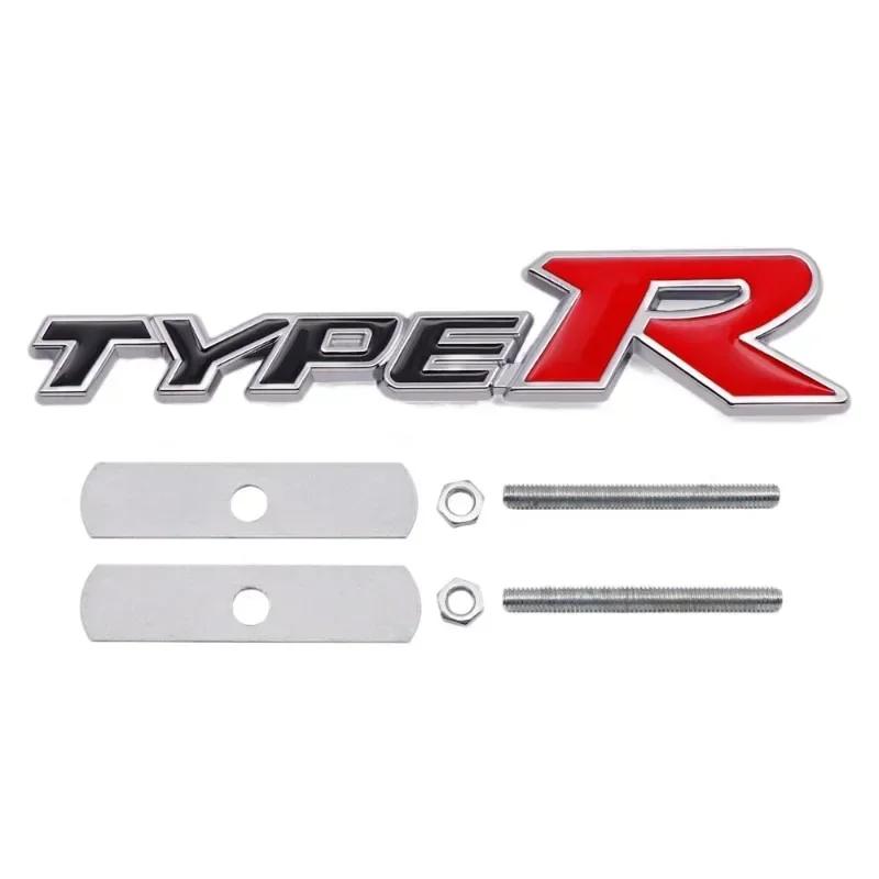 3D Metal Type R Logo Front Grille Badge Rear Trunk Emblem Decals For Honda Civic TYPER CRV HRV Accord Fit Car Accessories HG3