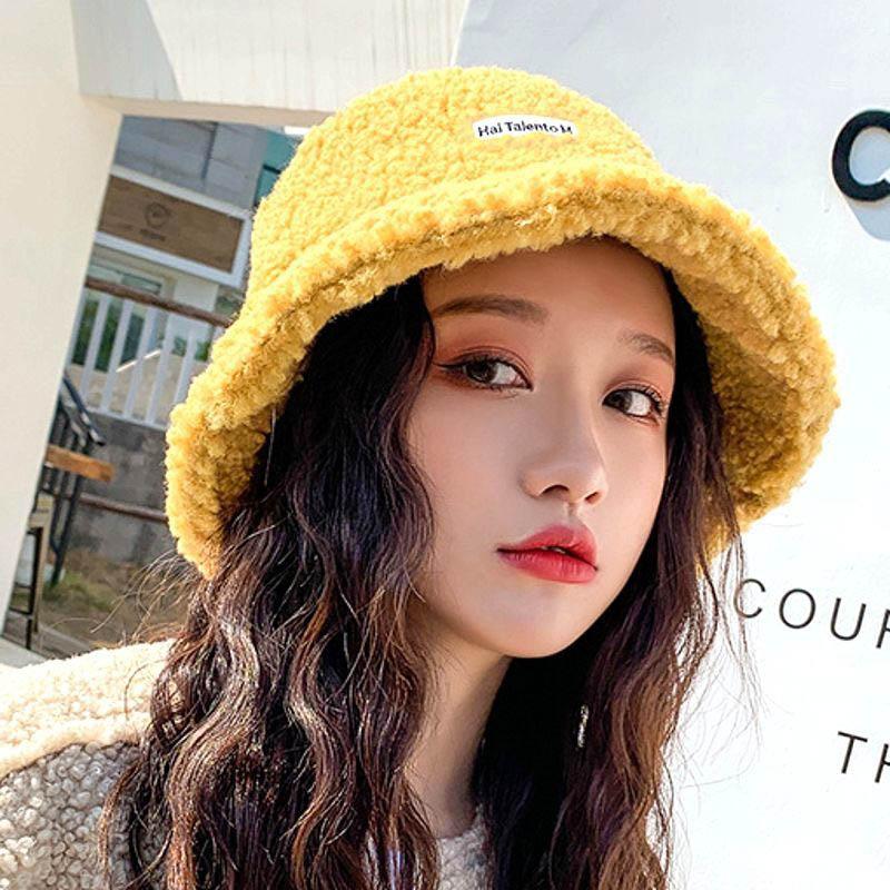 

Модная универсальная рыбацкая шапка из овечьей шерсти, женская осенне-зимняя теплая плюшевая шапка для бассейна One size