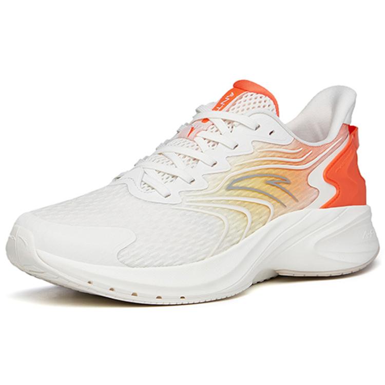 New Anta Cushioned Anti-Slip Wear-Resistant Breathable Lightweight Low-Top Running Shoes Men's White Orange 112225585-4