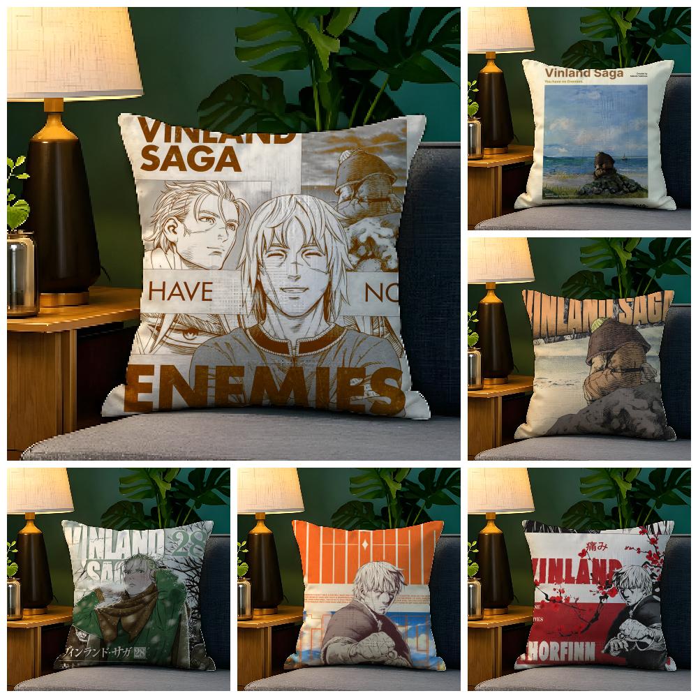 Cartoon Comic V-Vinland Sagapc 3 Pillow Case Natural Linen Pillow Case Double-Sided Decor Sofa Pillowcase Home Decor