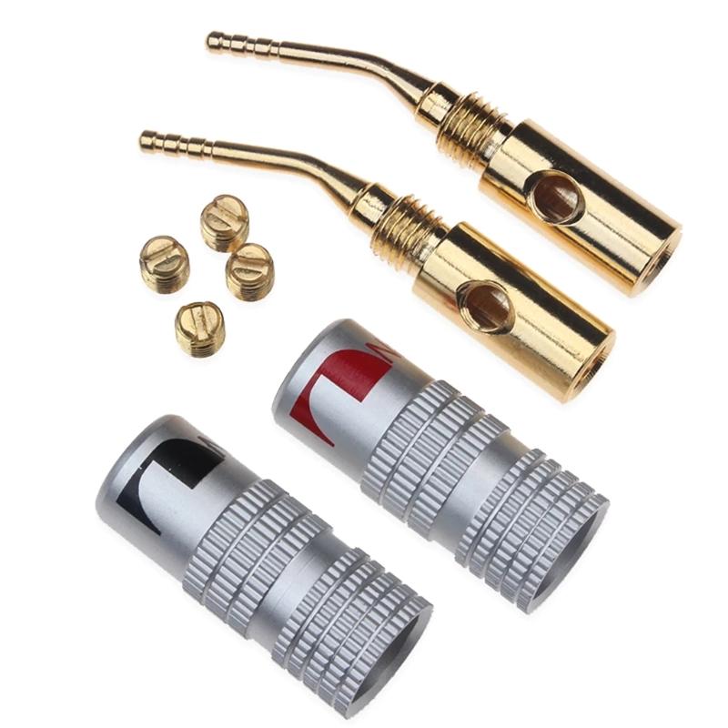 4Pcs/Set Audio Jack Plug 2mm Gold-Plated Banana Plugs Video Speaker Plug Adapter Easy to Install