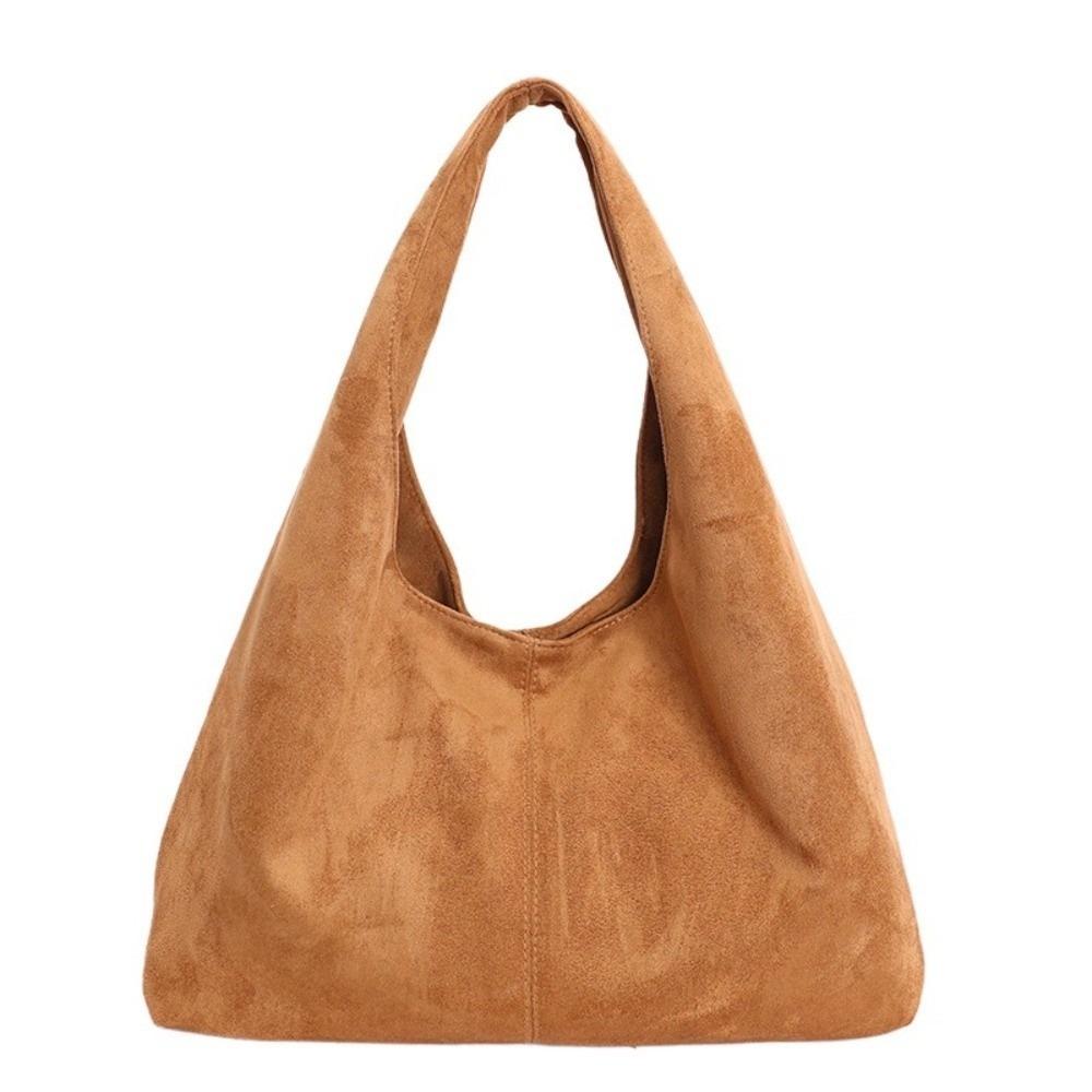 Casual Retro Women's Shoulder Bag Large Capacity Suede Tote Bag Solid Color Underarm Bag