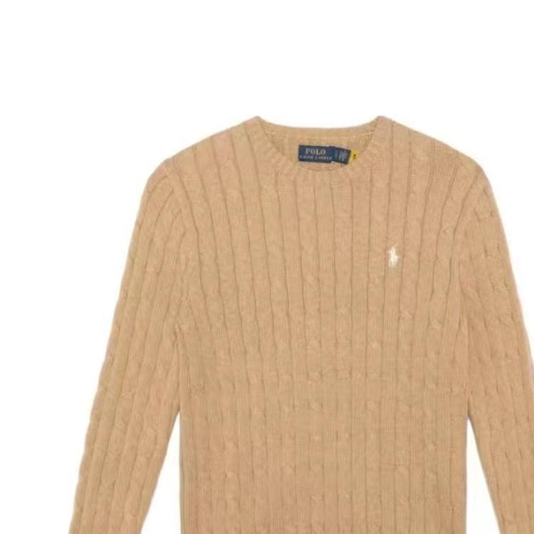 Polo Ralph Lauren Sweater Ss24 Solid Logo Cable Knit Crew Neck Casual Kids Sweater Khaki 313919397-002
