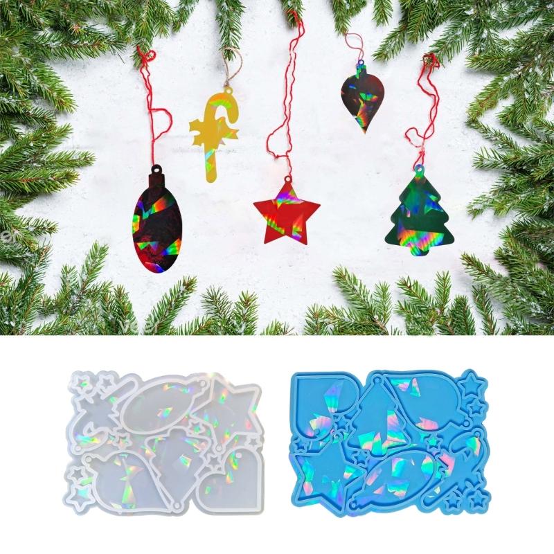 Jewelry Casting Mold Christmas Silicone Mold Holographic Resin Mold for DIY Wind Chime Keychains Ornament Pendant