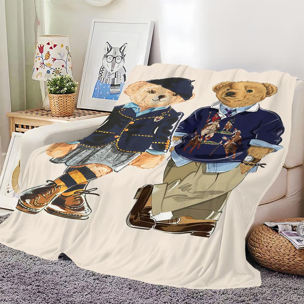 Mode P-Polo B-Bären Luxusdecke Weich Bequem Nickerchen Plüsch Geeignet für Wohnzimmer Büro Schlafzimmer Geburtstag Zuhause Kindergeschenk