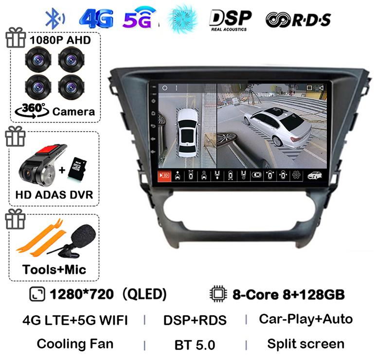 Android 14 Carplay Auto WIFI+4G For Toyota Avensis 2018 2019 2020 Car Radio Multimedia GPS Stereo Video Player DSP 360 Camera BT