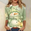 Christmas Limited Edition Women's 3D Snowflake and Snowman Print Round Neck Long Sleeve Hoodies Fashion Casual Long Sleeve Top