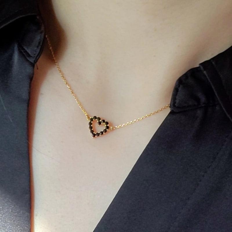L’OMBRILLANT Black Cubic Heart Necklace