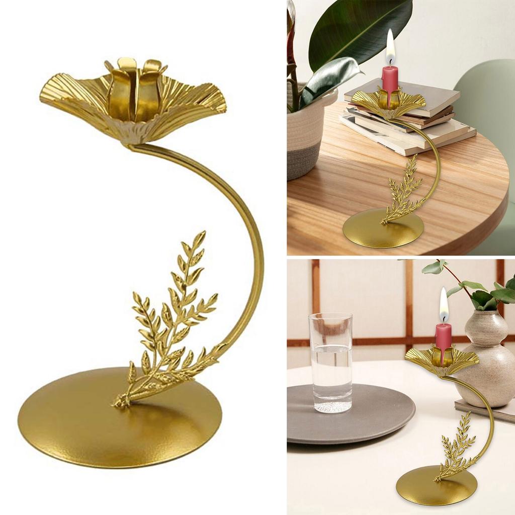 Modern Iron Candlestick Flower Shape Metal Tapered Candle Holder Stand for Wedding Dinning Party Centerpieces Decors
