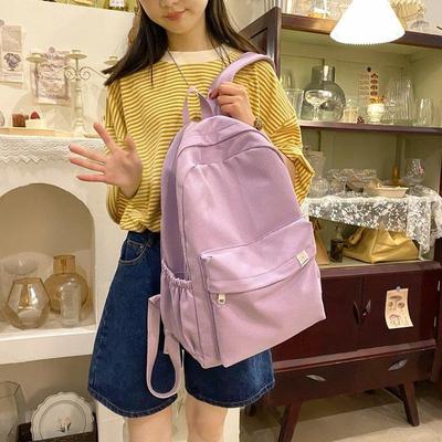 Japanese Girl Schoolbag Female Junior High School Student Cute Solid Color Backpack High School Student Large Capacity Backpack