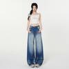 SS & American Retro Washed Straight Jeans Women's Loose and Thin Wide-leg Pants Casual Pants Floor-mopping Trousers Children