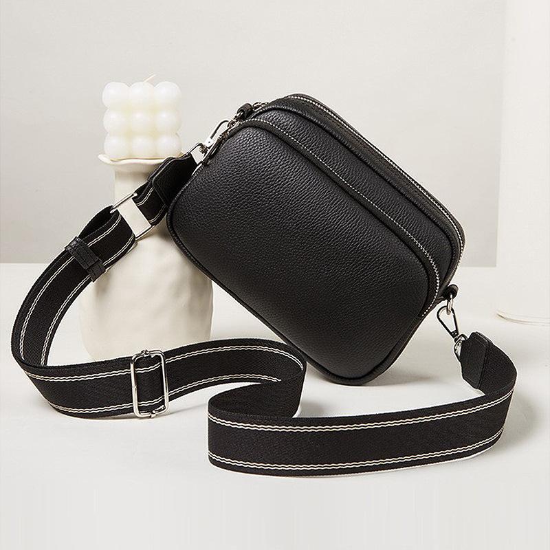 Women'S Bag Black Multi-Layer Large-Capacity Messenger Bag Women'S Mother Black Wallet Small Square Bag Bags