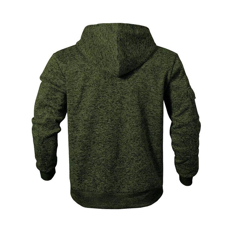 Men Heather Full Zip Hoodie Jacket, Drawstring Hood Long Sleeve Sweatshirt With Zipper Arm Pocket Lightweight Casual Outdoor Workout Hooded Coat