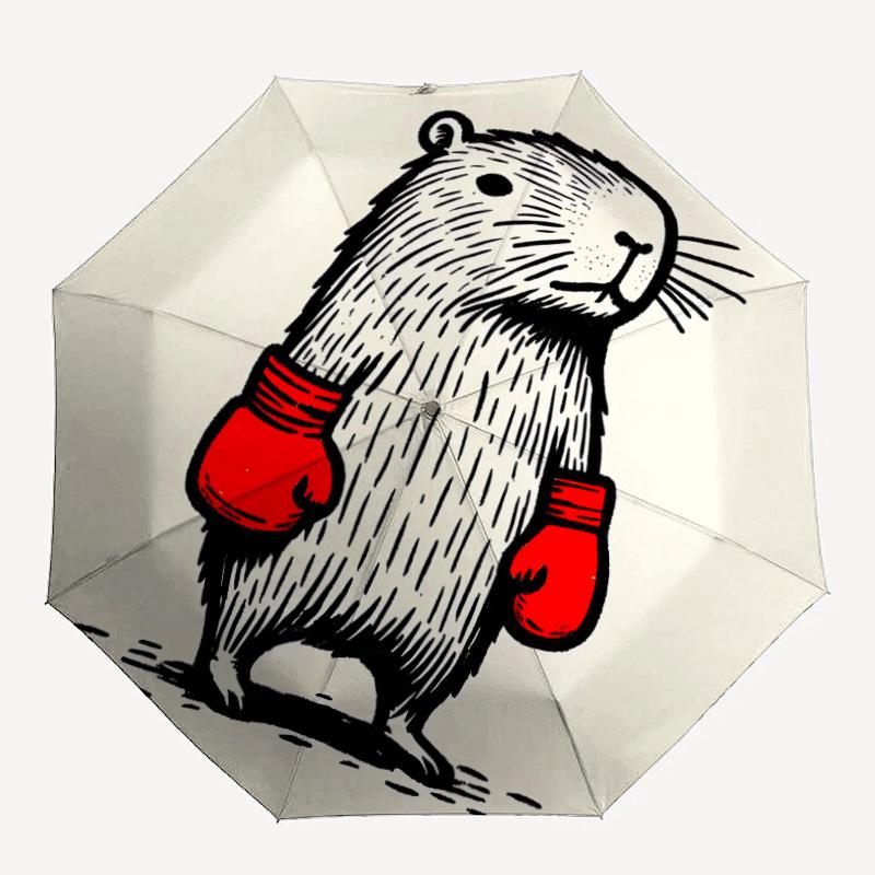 

1pc Boxing Groundhog Automatic Open/close Umbrella, 8-Rib sturdy structure, Portable Travel Umbrella, Parties, Everyday Useb003