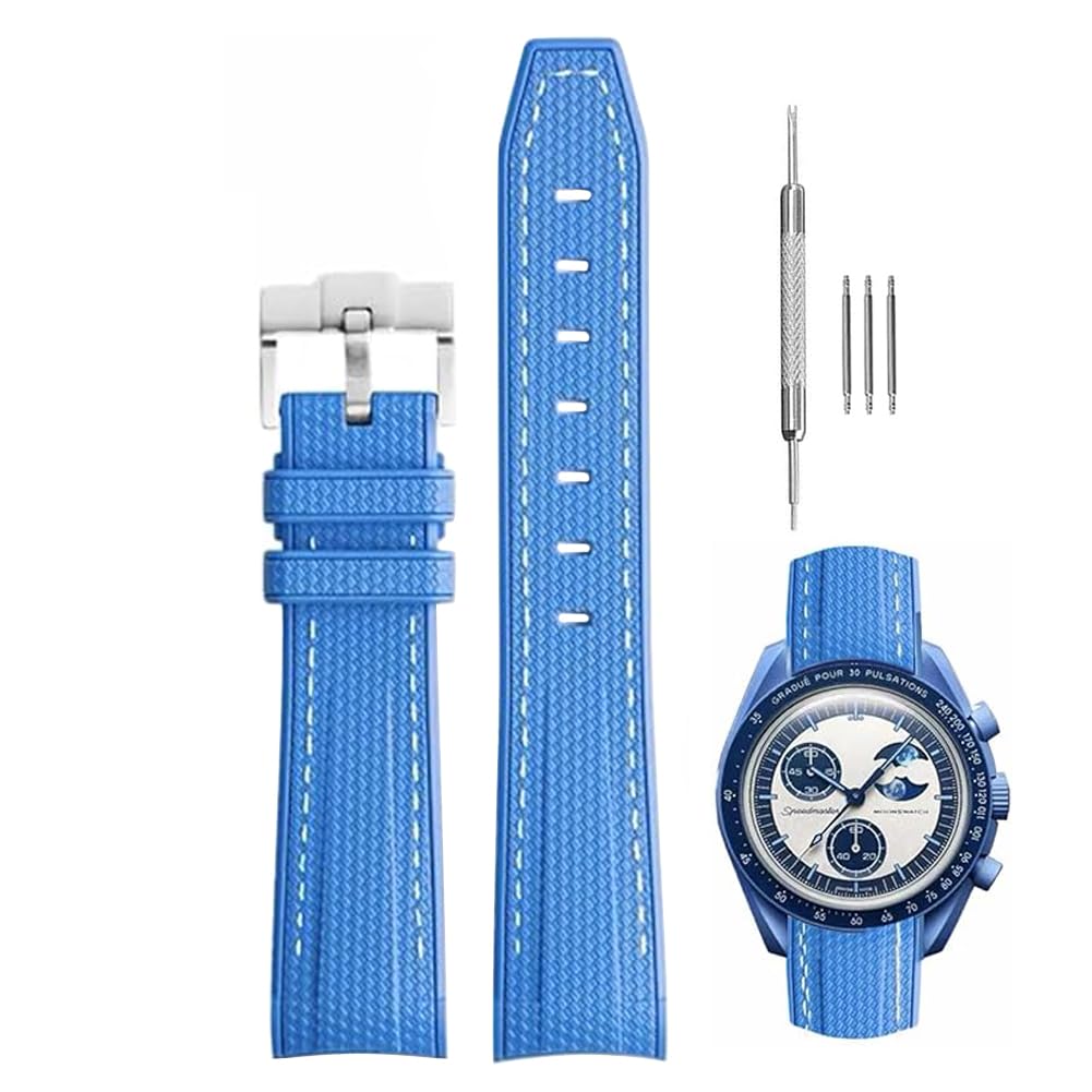 Sibehill 20mm Replacement Silicone Watch Band for Omega and X, Swatch, MoonSwatch, Speedmaster.