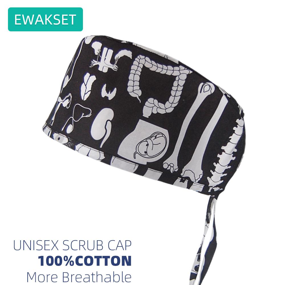 New Female Male Surgical Scrub Cap 100%Cotton Medical Nurse Doctor Hat Dentist Spa Lab Nursing Hats Unisex Hospital Surgeon Caps